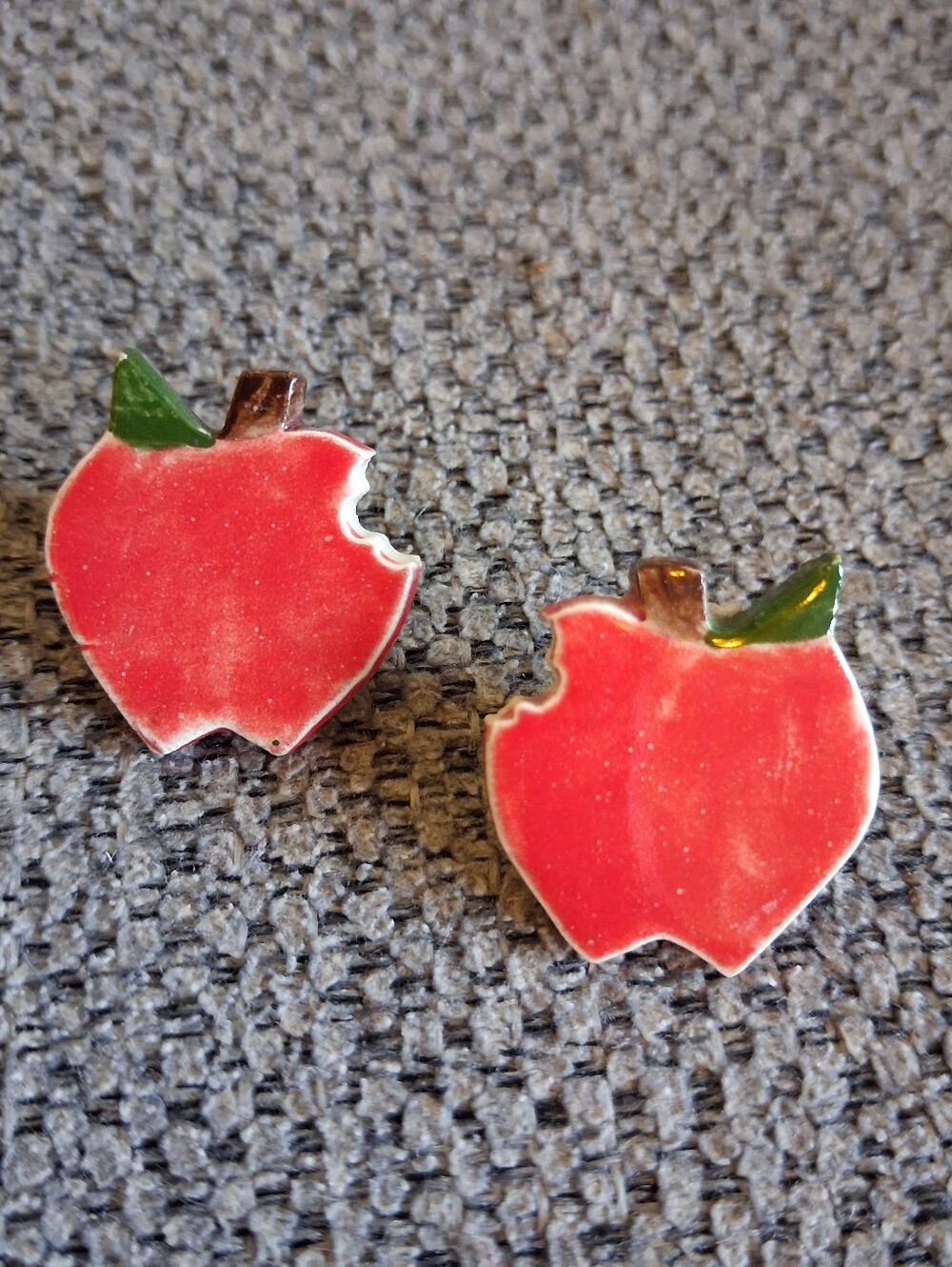 Red Apple Post Earrings - Cute Fruit Studs